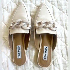 Steve Madden Cream Mules with Chain Detail
